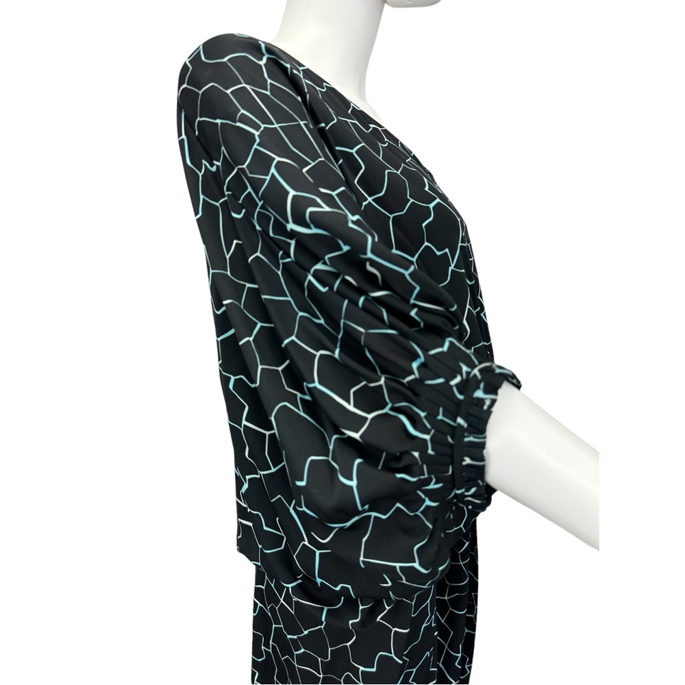 DVF Black & Blue EDNA Silk Print Dress, NWT - Picture 5 of 8